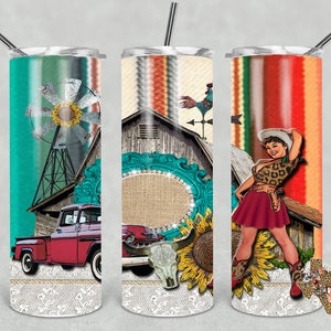 20 oz Skinny Tumbler Old Truck Barn Cowgirl Sublimation Design PNG Instant DIGITAL ONLY
