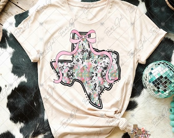 Texas con flores PNG, Texas con un lazo coqueto PNG, Estado PNG, Moda PNG, Texas Preppy PNG, Descarga digital, Sublimación