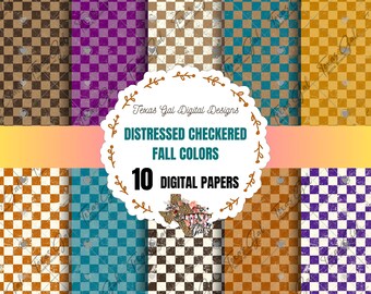 Rutigt digitalt papper, slitna schackrutmönster, höstbakgrunder, rutmönster, scrapbookpapper, höstbakgrunder, trendigt