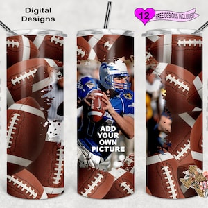 Football tumbler Wrap, Picture Frame Tumbler Wrap, 20 oz Skinny Tumbler Sublimation Digital Download PNG