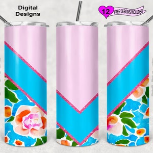 Flower Tumbler Wrap, Watercolor Tumbler Wrap, 20oz Sublimation Tumbler PNG, Seamless Design