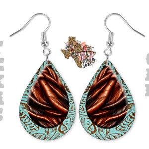 Teardrop Earring PNG, Turquoise Earrings PNG, Leather Earring Designs Sublimation, Digital Download, Earring Blanks Design PNG