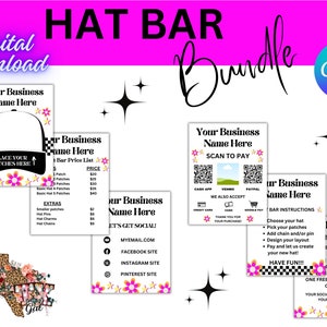 Trucker Hat Bar bewerkbare sjabloonbundel, Hat Bar afdrukbare sjablonen, Hat Bar pop-upshop sjablonen aanpassen, bewerkbare canvassjabloon
