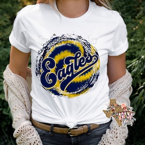 T-shirt Eagles Yellow Navy Tie Dye School Spirit Sublimation Digital Download PNG