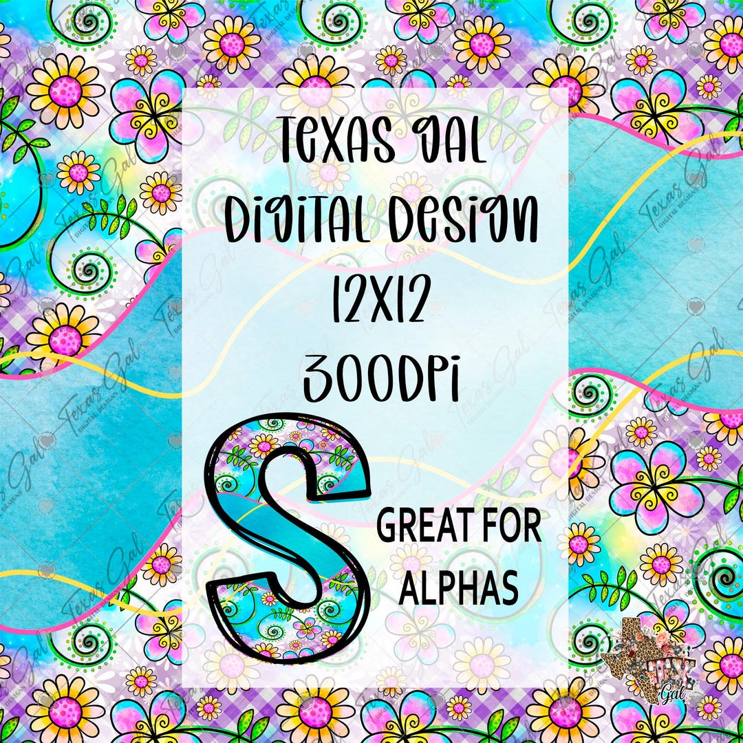 Whimsical Floral Digital Paper, Alphabet Digital Paper, Background ...