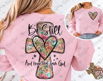 Be Still And Know That I Am God PNG, Hand Drawn Cross, Watercolor, Trendy, Religious, Christian, Digital Download