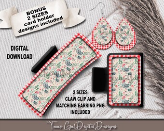 Paquete de sublimación de pinzas y aretes de pollo, garras de pelo grandes y pequeñas PNG, diseño de sublimación de pinzas y aretes, descarga digital