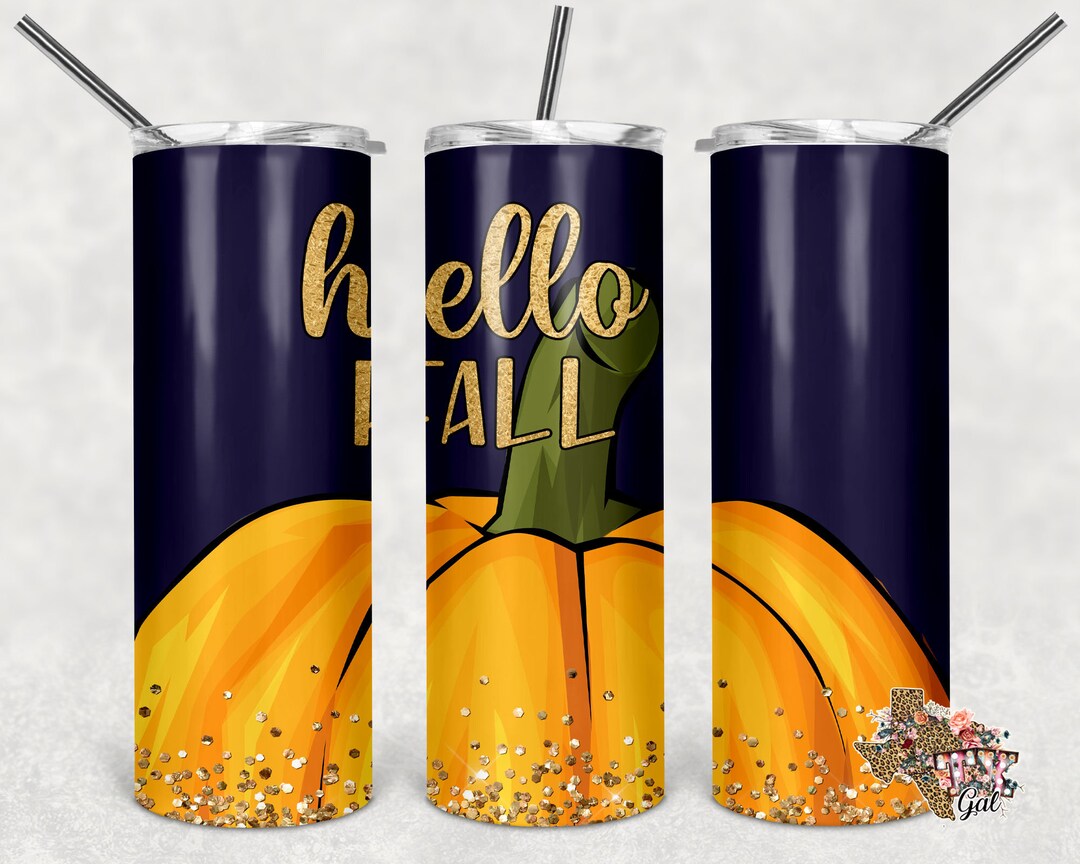 20 Oz Skinny Tumbler Hello Fall Pumpkin Sublimation Design PNG Instant ...