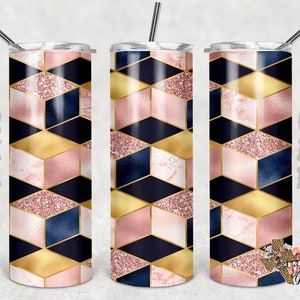 Involucro del bicchiere in oro nero oro rosa, design del bicchiere, design del bicchiere sottile da 20 oz, tumbler, sublimazione, download digitale, PNG