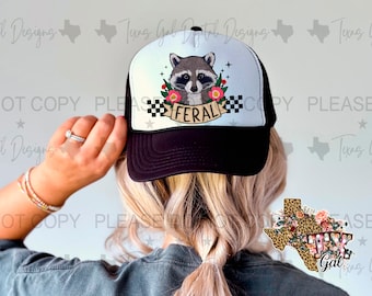Parche de sombrero salvaje PNG, Parche de sombrero de camionero Png, Parche de sombrero de bordado falso, Parche de sombrero PNG, PNG de moda, Png de mapache, Barra de sombrero, Descarga digital