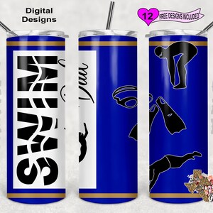 Swim Dad Tumbler Wrap, Swimming Tumbler Wrap, 20 oz Skinny Tumbler Sublimation Design, Seamless Pattern