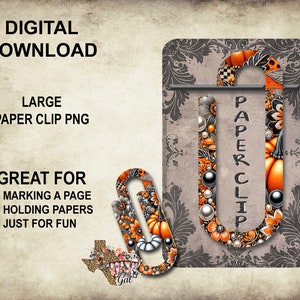 Large Paperclip Sublimation, Pumpkins Paperclip PNG, Fall Paperclip PNG, Gift Idea, Paper Clip PNG, Digital Download
