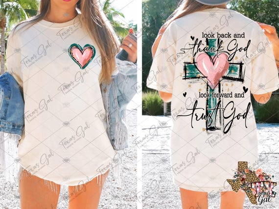 Look Back And Thank God Look Forward And Trust God PNG, Hand Drawn Cross Png, Watercolor PNG, Religious Png, Christian Png, Digital Download
