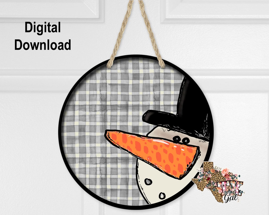 Round Sublimation Door Hanger Snowman Design for Hardboard Blanks ...
