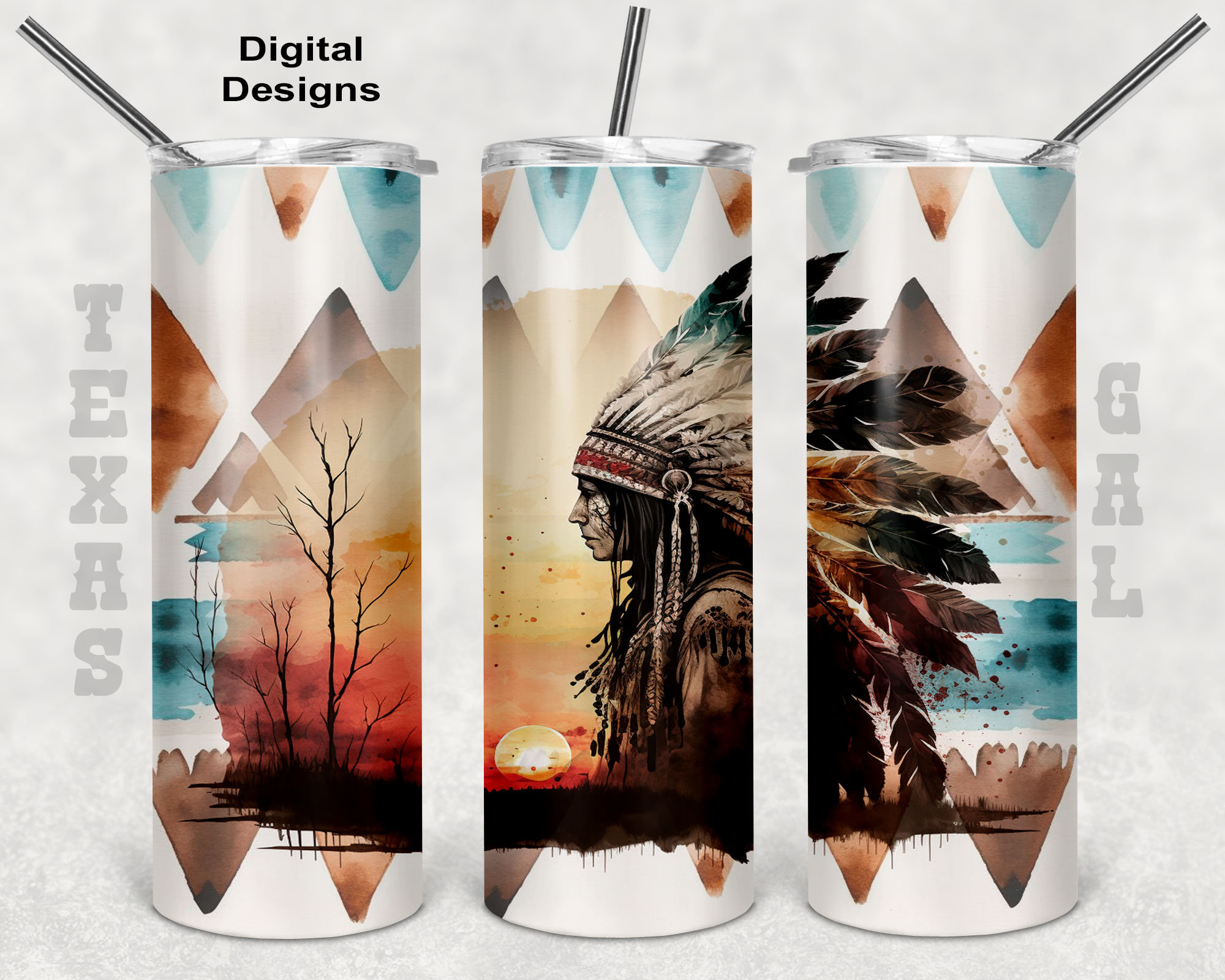Native American Tumbler Wrap Watercolor Tumbler Wrap 20 Oz Etsy