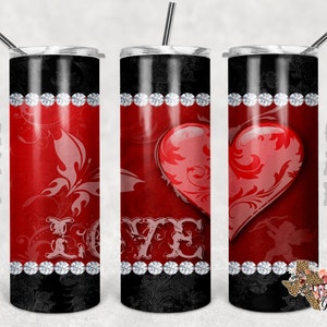 Heart Love Tumbler Wrap, Tumbler design, 20 oz skinny tumbler design, tumbler, sublimation, digital download, PNG