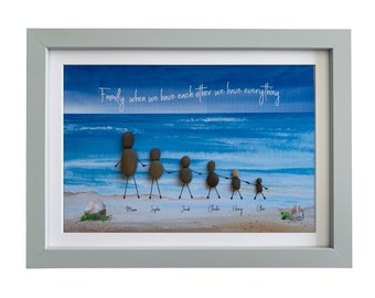 Pebble Picture Personalised Wall Art. Framed Beach Stone Unique Gift Christmas Home Family Christening Baby Birth Wedding Birthday Mum Dad