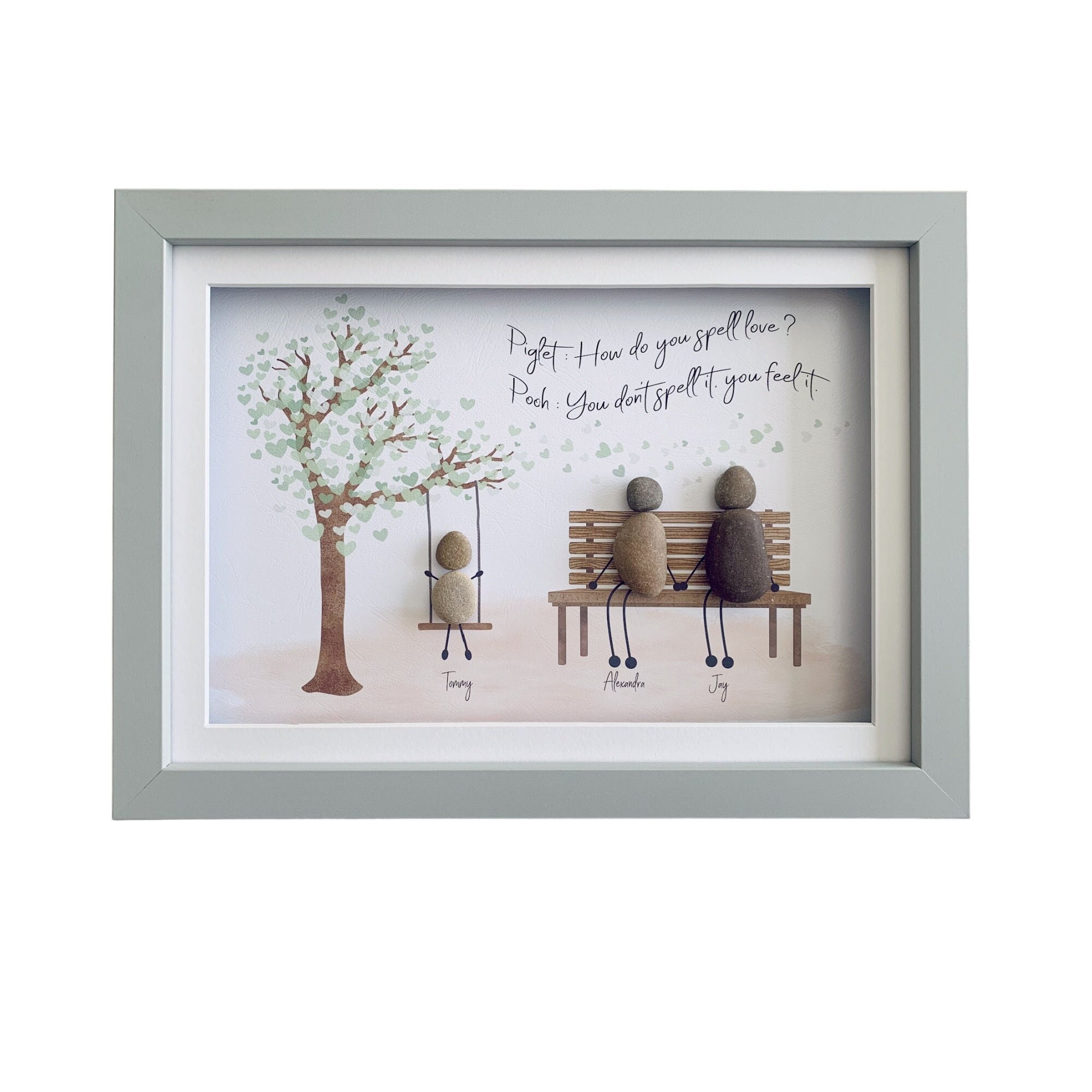 Pebble Art Personalised Picture Custom gift ideal for Mothers Day family home house warming Baby Christening Adoption Wedding Mum Gift