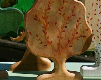Giocattolo albero autunnale, giocattolo Waldorf, giocattoli fatti a mano, giocattoli ecologici, giocattoli Montessori, giocattolo albero in legno,