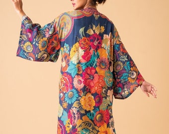 Kimono Gown, Robe Kimono - Flower Garden