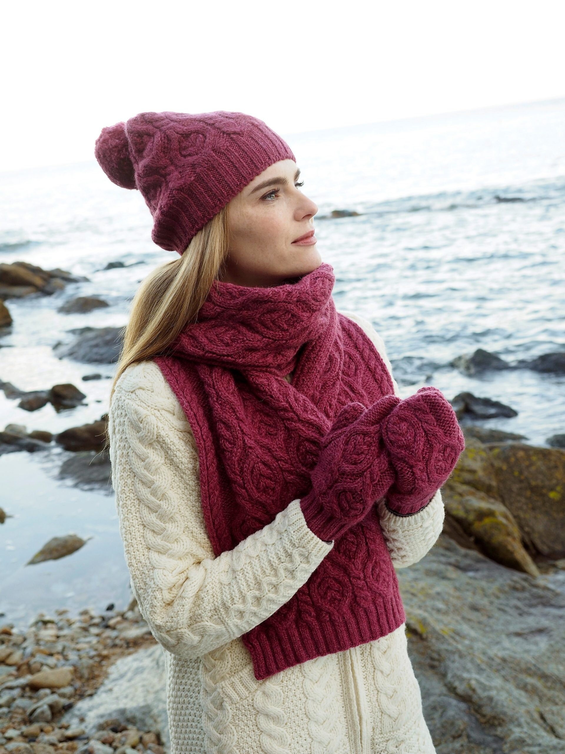 Molti Set Cappello E Sciarpa In Lana Merino 100% Per Donna - Berretto E Sciarpa Invernali Caldi E Morbidi, 2 In 1