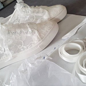 Baskets de mariée en dentelle, chaussures de mariée en dentelle, chaussures de mariage pour la mariée image 10