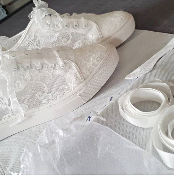 Bridal Lace Sneakers, Bridal Lace Shoes, Wedding Shoes for Bride