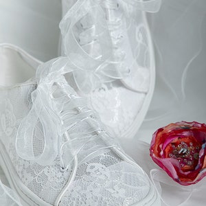 Baskets de mariée en dentelle, chaussures de mariée en dentelle, chaussures de mariage pour la mariée image 3