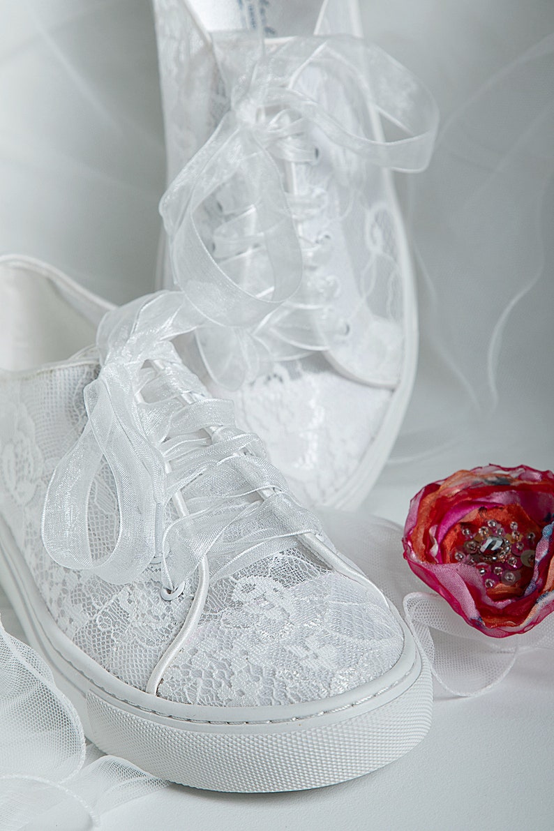 Baskets de mariée en dentelle, chaussures de mariée en dentelle, chaussures de mariage pour la mariée image 3