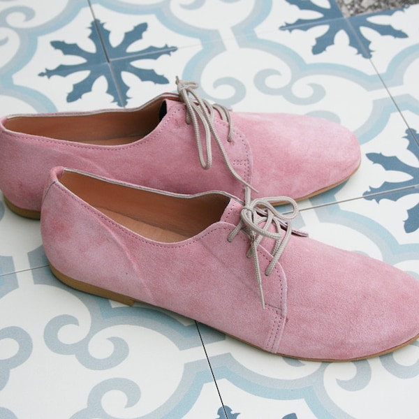 Suede Leather Oxford Women Shoes,  Flats Handmade, Comfortable Flats, Leather flat shoes, Soft leather oxfords