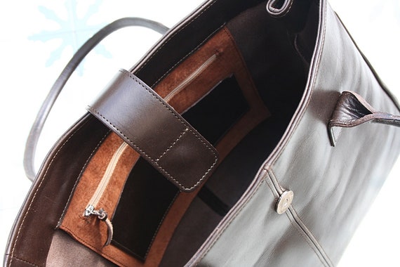 Nina stud north south leather tote bag hotsell