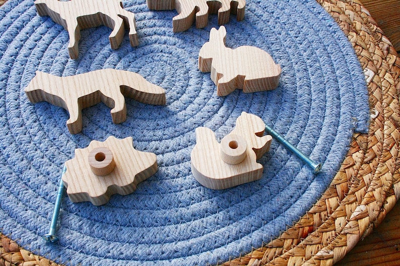 Wooden Animal Knobs for Nursery Drawers or Etsy