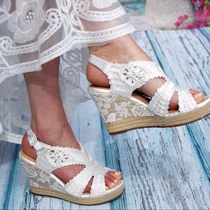 Bridal Espadrilles, Wedge Wedding Shoes, Wedding Boho image 1