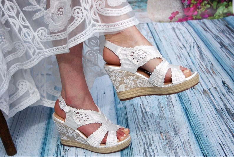 Bridal Espadrilles, Wedge Wedding Shoes, Wedding Boho image 1