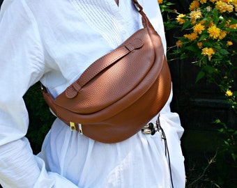 Genuine Leather Bumbag , Crossbody Bag, Genuine leather Bag, Leather Bag, Handbag Belt Bag,