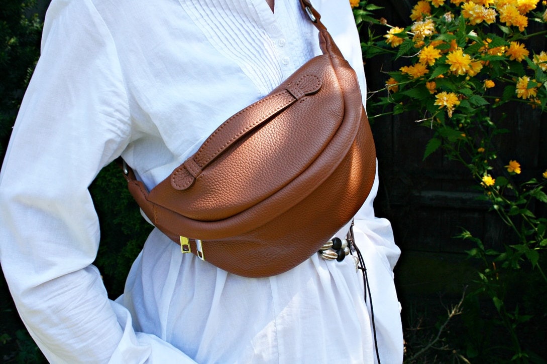 Genuine Leather Bumbag , Crossbody Bag, Genuine leather Bag, Leather Bag, Handbag Belt Bag,