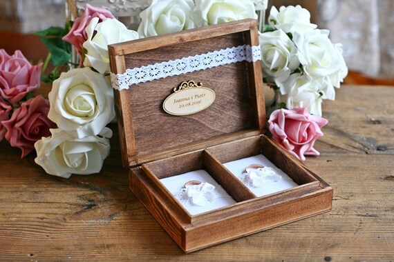 Wedding Ring Box Rustic Ring Box Ring Pillow Box Personalized