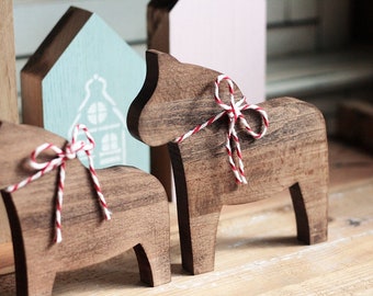 Rustic Dala Horse Set of 2, Swedish Decor, Swedish Gifts, Horse Figurines, Scandinavian Decor, Swedish Christmas, Nordic Christmas,