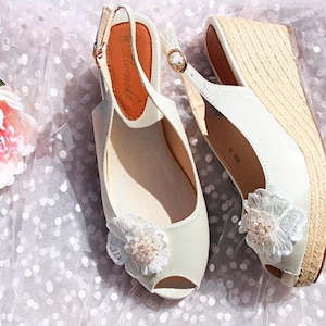 Wedding espadrilles, Wedding Boho, Wedge wedding shoes, Satin Espadrilles