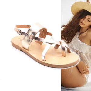 Genuine Greek leather Sandals, Gladiator Sandals, Greek Leather Sandals, Women Rose Gold Sandals, Handmade  Greek Sandals, Wedding Sandales