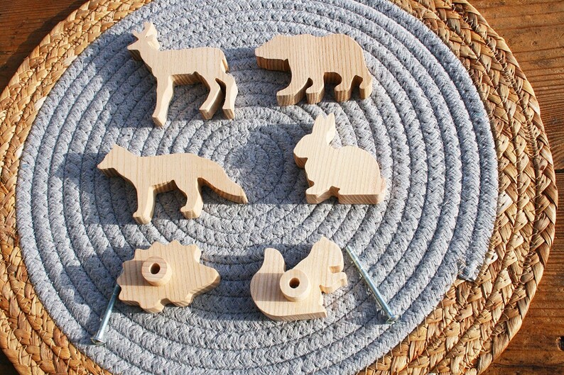 Wooden Animal Knobs for Nursery Drawers or Etsy