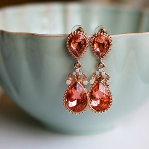 Ślubne kolczyki Rose Gold z dużymi kryształami