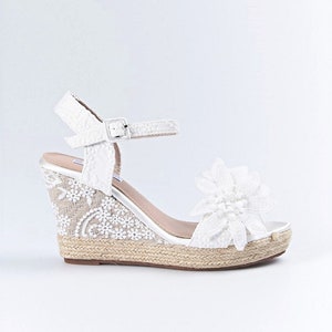 Chaussures de mariage compensées Hauteur 10 cm, Espadrilles de mariée, Bohème pour mariage image 9