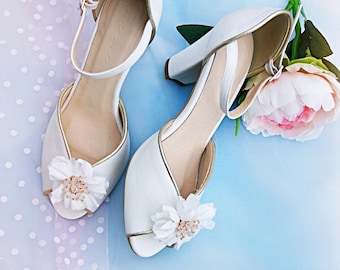 Bridal leather Shoes – with  Flower , Bridal Shoes, Evening Shoes, Leather Shoes