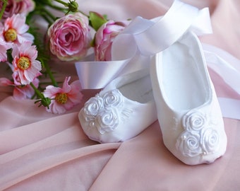 Baby ballet shoes, Baby ballerina shoes, White shoes, Christening shoes, Ballerina baby shower gift, Wedding shoes