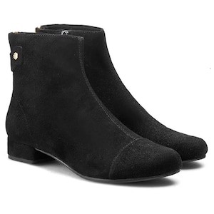 Black suede leather ankle boots - size 42