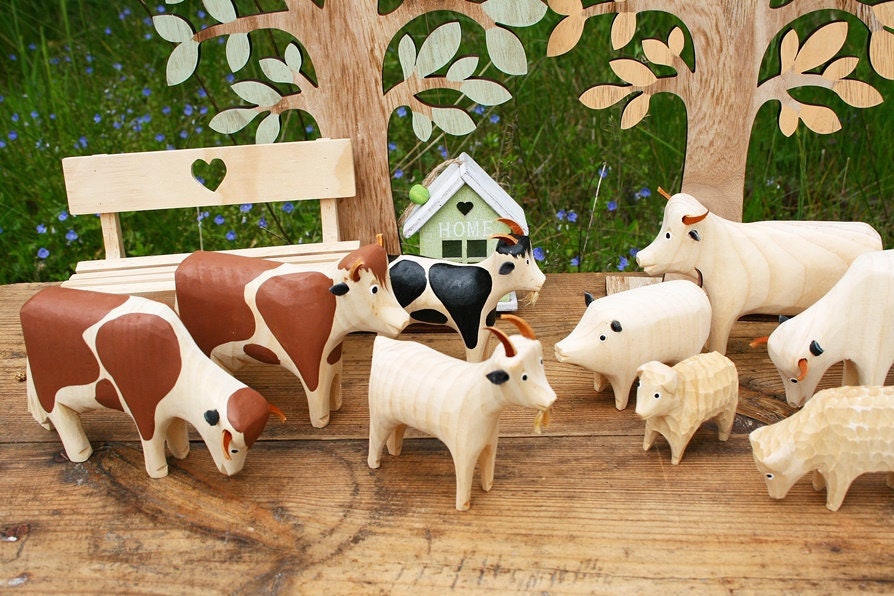 Animals of the Farm, Wooden Animals, Waldorf Toys 