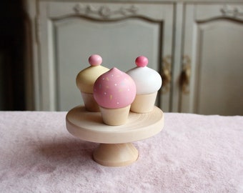 Set Cupcake, Wooden play kitchen, Wooden dishes, Play kitchen