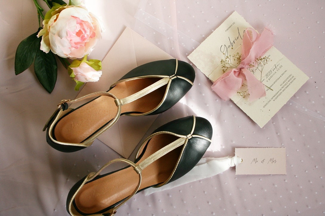 Womens Black Gold Evening Shoes - Etsy