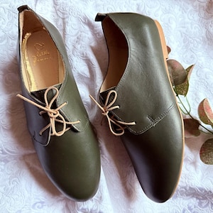 Oxford-Schuhe für Damen aus echtem Leder, handgefertigte Ballerinas, bequeme Ballerinas, flache Lederschuhe, weiche Leder-Oxfords
